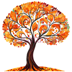 树,抽象,橙色,黄色PNG