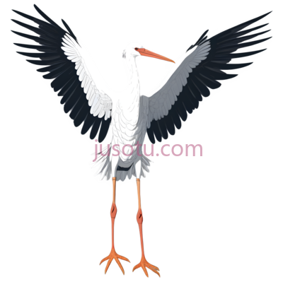 白鹤,翅膀展开, PNG