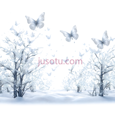 树,雪,蝴蝶,抽象,白色, PNG