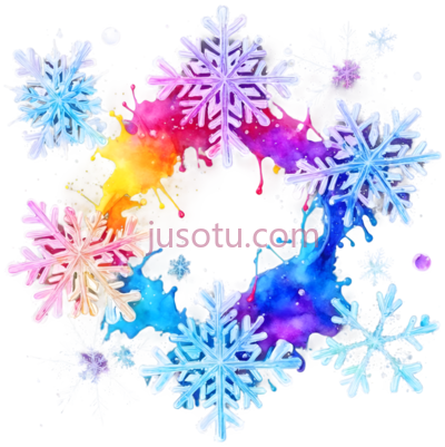 雪花,抽象,蓝色,紫色,粉色,黄色, PNG