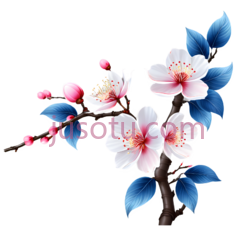桃花,插画,粉色,蓝色PNG