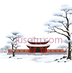 寺庙,雪景PNG
