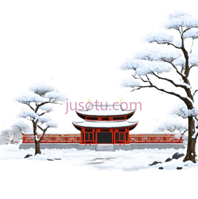 寺庙,雪景, PNG