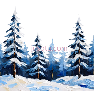 雪松,插画,白色,蓝色, PNG