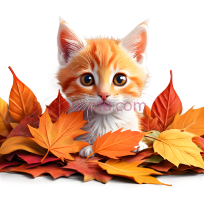 小猫,卡通,橘色, PNG