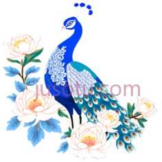 孔雀,牡丹PNG