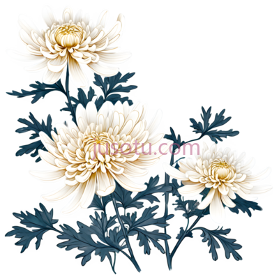 古风菊花,花瓣, PNG