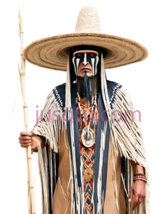 墨西哥服饰,民族风,米色,棕色,蓝色,红色, PNG