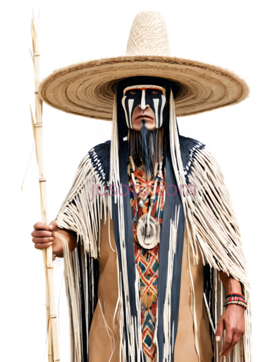 墨西哥服饰,民族风,米色,棕色,蓝色,红色, PNG