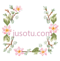 花朵,刺绣,粉色,绿色PNG