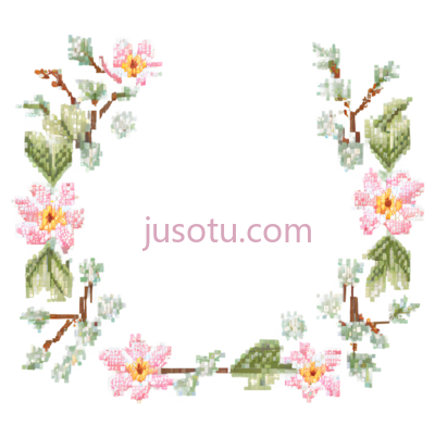 花朵,刺绣,粉色,绿色, PNG