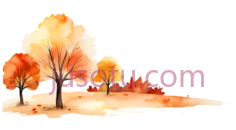 树,水彩画,橙色,黄色PNG
