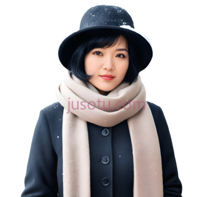 女性,时尚,黑色外套, 米色围巾, PNG