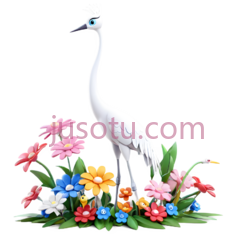 鹤,卡通,白色PNG