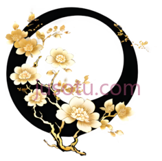 梅花,刺绣,金色PNG