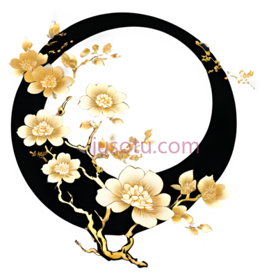 梅花,刺绣,金色, PNG