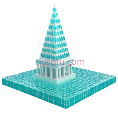 金字塔,现代3D建模,蓝色, PNG