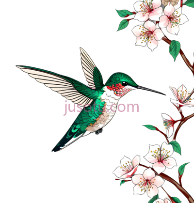 樱花,蜂鸟, PNG