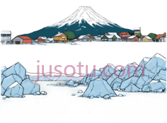 富士山,卡通,白色,蓝色PNG