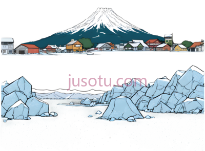 富士山,卡通,白色,蓝色, PNG