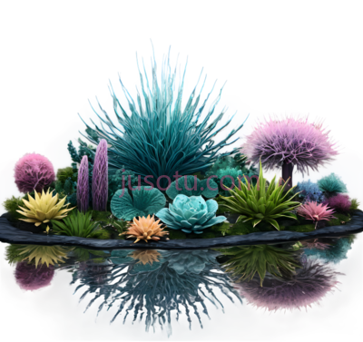 蓝色植物,粉色植物,黄色植物,抽象,蓝色,粉色,黄色, PNG