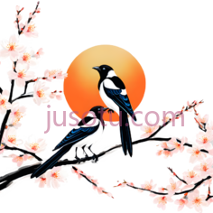 喜鹊,插画,黑色,白色,蓝色PNG