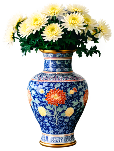 菊花,花瓶, PNG