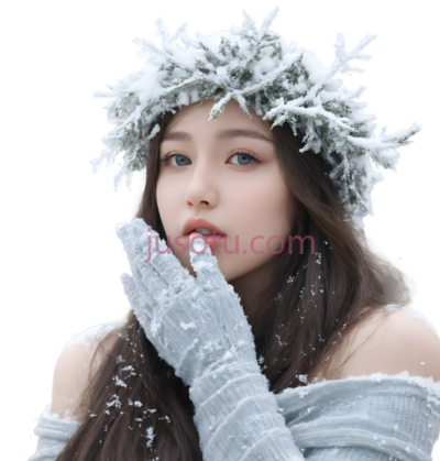 女子,冬季装扮,白色, PNG