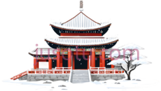 寺庙,雪景PNG