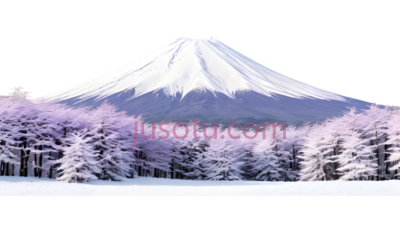 富士山,雪景,白色, PNG