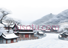 雪村,中国建筑,白色,灰色,红色PNG
