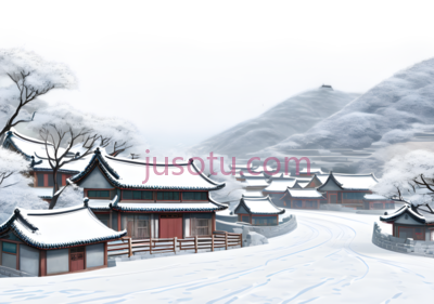 雪村,中国建筑,白色,灰色,红色, PNG