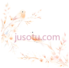 鸟,花,插画,白色,粉色PNG