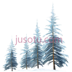 雪松,插画,蓝色PNG