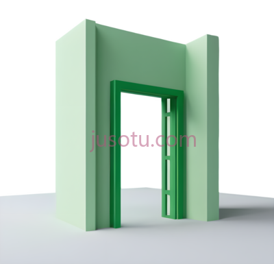 门,现代,绿色, PNG