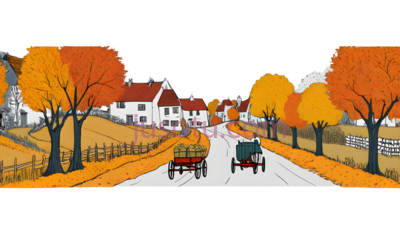 乡村道路,插画,橙色,黄色,白色, PNG