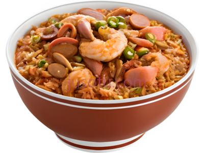海鲜炒饭,中式,棕色,白色,红色, PNG
