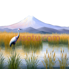 鹤,插画,白色PNG