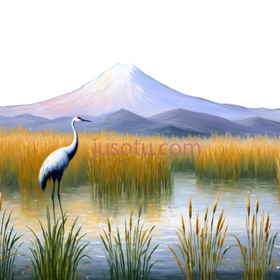 鹤,插画,白色, PNG