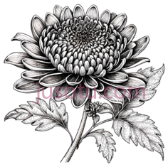 菊花,素描,黑白PNG