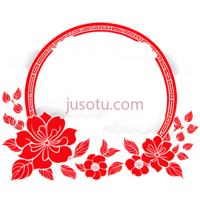 花环,剪纸,红色,白色, PNG