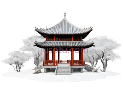 亭子,中式建筑,红色,灰色, PNG