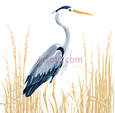 苍鹭,芦苇, PNG