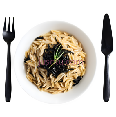 意面,白色碗, 黑色餐具, PNG