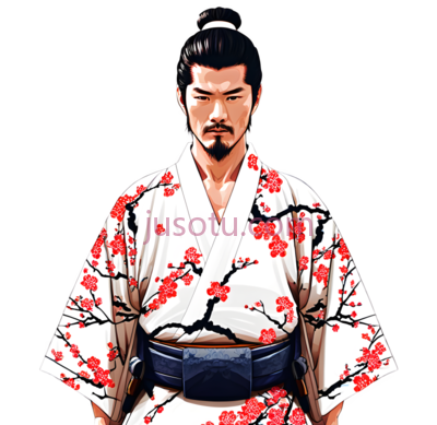 武士,服,白色底带有红色梅花图案, PNG
