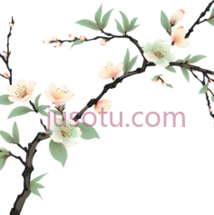 梅花,水墨画,白色,粉色PNG