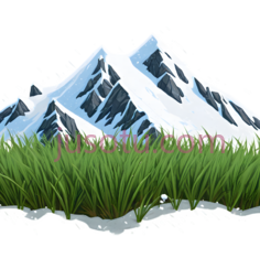 雪山,草地,卡通,雪白色, 绿色PNG