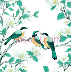 鸟,插画,绿色,黄色,橙色PNG