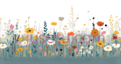 花朵,插画,白色,黄色,粉色,橙色,紫色PNG