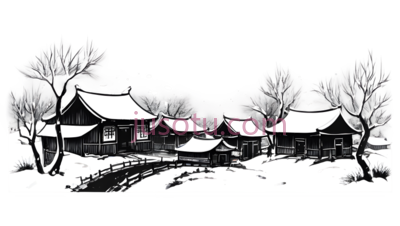 乡村,雪景, PNG
